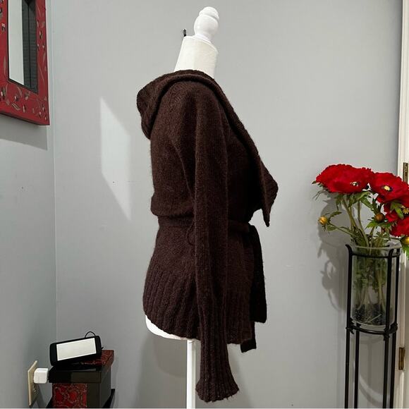 NEW Body by Victoria Mohair Draped Open Weave Shawl Collar Belted Wrap Sweater … - Picture 13 of 16